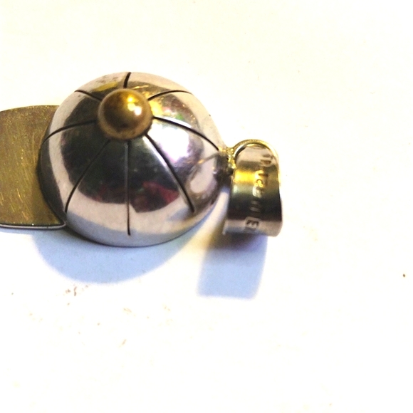 TAXCO TR-128  MEXICO STERLING/GOLD JOCKEY HAT PENDANT VINTAGE - Picture 3 of 5